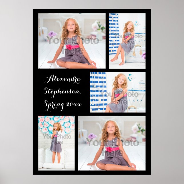 Custom 5 Photo Personalised Collage Print (Front)