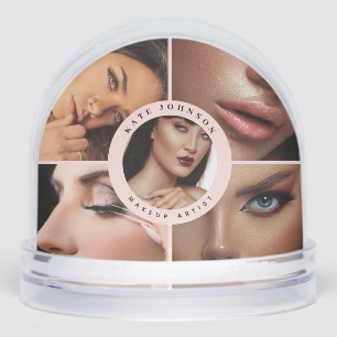 Custom 5 Photos Collage Business Christmas Snowglobe