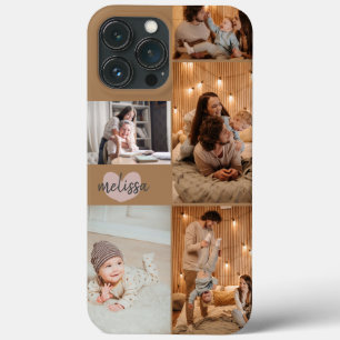 Custom 5 Photos Cute Heart Script Gold iPhone 13 Pro Max Case