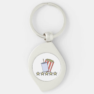 Custom 5 Star Movie Review Popcorn Drink Film Key Ring