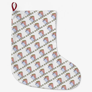 Custom 5 Star Movie Review Popcorn Drink Film Large Christmas Stocking