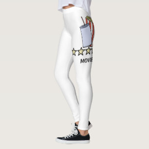 Custom 5 Star Movie Review Popcorn Drink Film Leggings