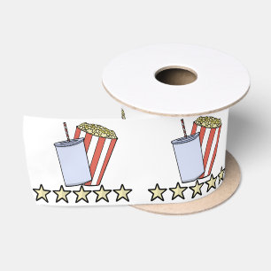 Custom 5 Star Movie Review Popcorn Drink Film Satin Ribbon