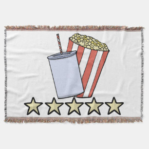 Custom 5 Star Movie Review Popcorn Drink Film Throw Blanket