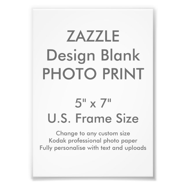 Custom 5" x 7" Photo Print (US Frame Size) (Front)