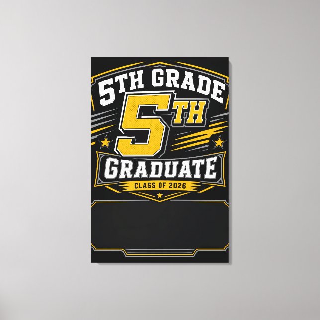 Custom 5th Grade Graduate 2026 Varsity Canvas Print (Front)