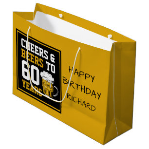 Custom 60th Birthday Cheers & Beers to 60 Years Large Gift Bag