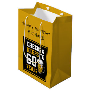 Custom 60th Birthday Cheers & Beers to 60 Years Medium Gift Bag