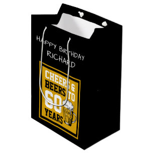 Custom 60th Birthday Cheers & Beers to 60 Years Medium Gift Bag