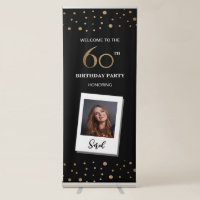 Custom 60th Birthday Confetti Black gold Photo