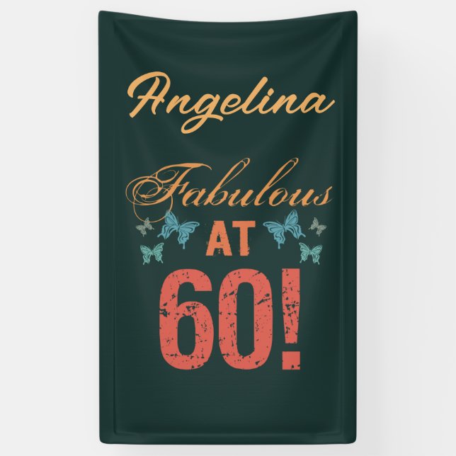 Custom 60th Birthday Fabulous Banner (Vertical)