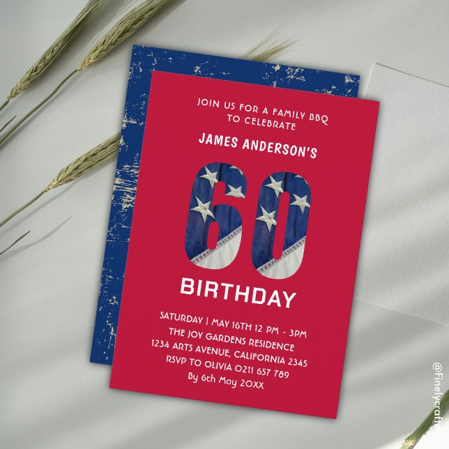 Custom 60th Birthday Family BBQ Party 4th July Invitation (Creator Uploaded)