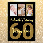Custom 60th Birthday Gold Modern Photo Collage Invitation<br><div class="desc">Put a smile on a face with this personalised 60th birthday modern script photo collage Invitation. You can add cute childhood or anything you like. - Simply click to personalise this design - For an eco friendly option - choose digital 🔥 My promises - This design is unique and is...</div>