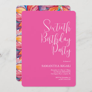 Custom 60th Birthday Invitations Fuchsia Pink