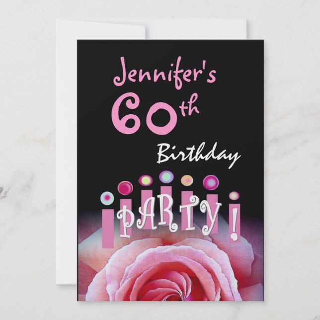 Custom 60th Birthday Party Metallic Invitation (Front)