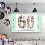 Custom 60th Birthday Party Photo Collage Mint Banner<br><div class="desc">Create your own photo collage banner for a 60th Birthday Party. The template is set up for you to add your custom name or wording and your favourite photos. Your photos will automatically appear as a photo collage in the shape of the number 60. The banner has mint green borders...</div>