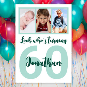 Custom 60th Birthday Script For Him Photo Collage Invitation