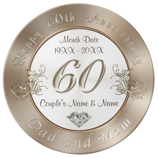 Custom 60th Wedding Anniversary Gifts For Parents Plate Zazzle Co Uk