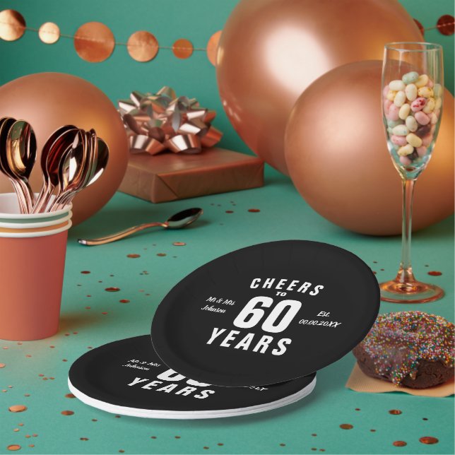 Custom 60th wedding anniversary party paper plate (Multi)