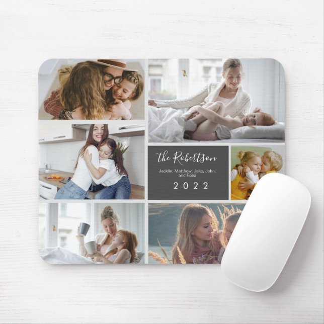 Custom 6 family Photos Typography Mouse Mat (With Mouse)