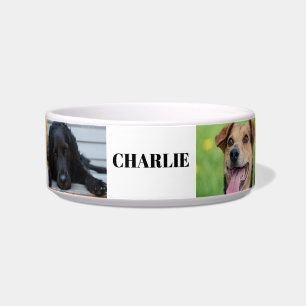 Custom 6 Pet Photo Collage Dog Name Bowl