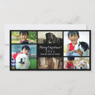 Custom 6 Photo Collage Christmas Holiday Card