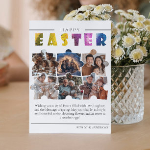 Custom 6 photo collage Easter postcard