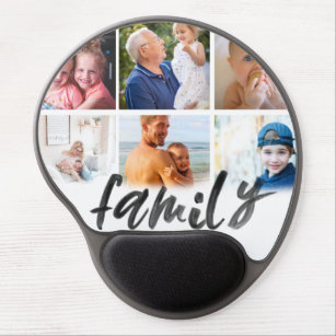custom 6 photo collage family script mousepad gel mouse mat