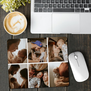 Custom 6 Photo Collage Personalised Family Kids Mouse Mat
