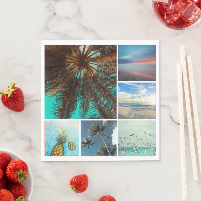Custom 6 Photo Collage Personalised Paper Napkin (Insitu)