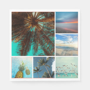 Custom 6 Photo Collage Personalised Paper Napkin