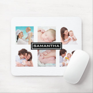 Custom 6 Photo Collage Personalised White Mouse Mat