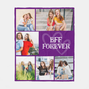 Custom 6 Photo Grid Layout Best Friend Gift Fleece Blanket