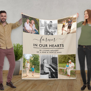 Custom 6 Photo In Loving Memory Beige Fleece Blanket