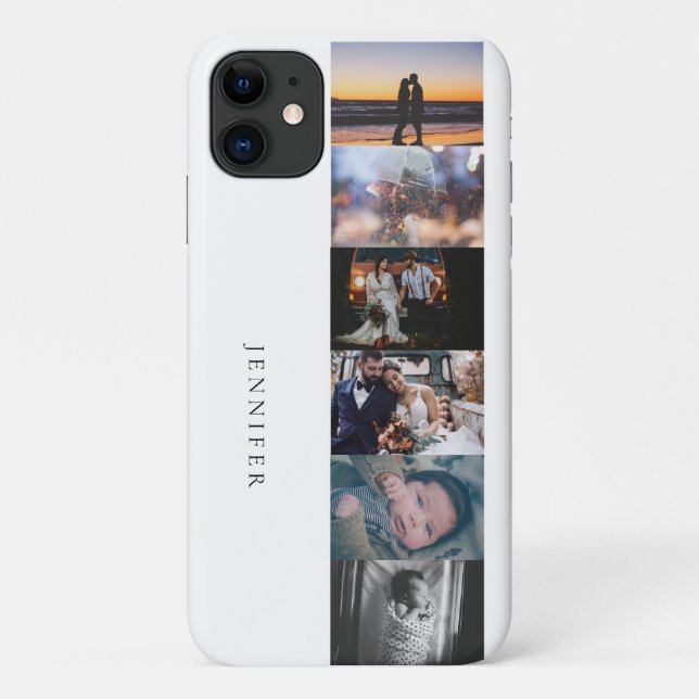 Custom 6 Photo & Your Name or Mongoram White Case-Mate iPhone Case (Back)