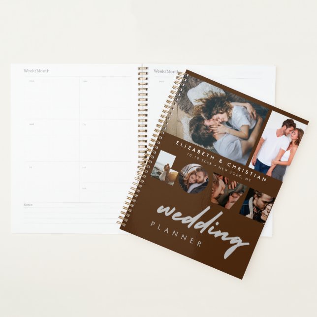 Custom 6 Photos Brown Love Script Wedding Planner (Display)