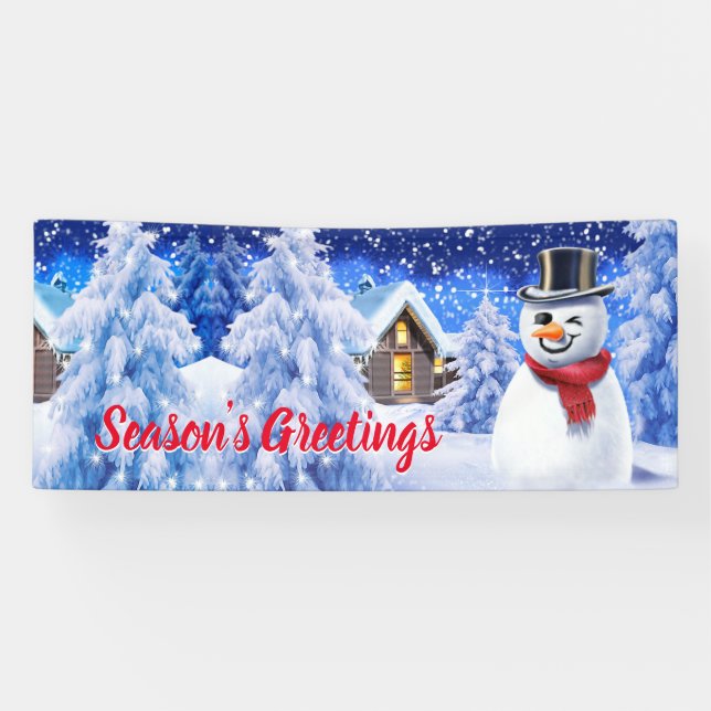 Custom 6' x 2.5' Christmas vinyl Banner Snow scene (Horizontal)