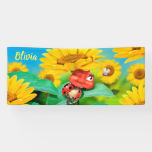 Custom 6' x 2.5' sleepy Ladybug vinyl Banner. Banner