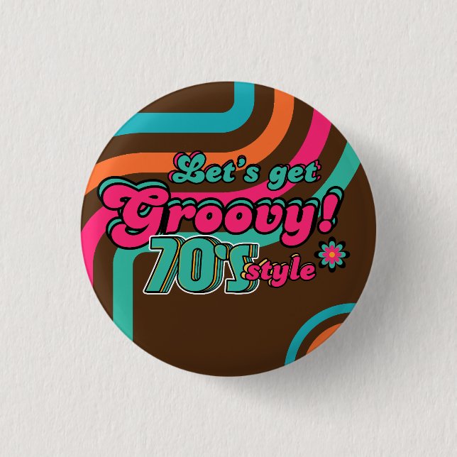 Custom 70's Retro Disco Birthday Boogie Groovy  3 Cm Round Badge (Front)