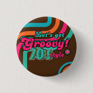 Custom 70's Retro Disco Birthday Boogie Groovy  3 Cm Round Badge