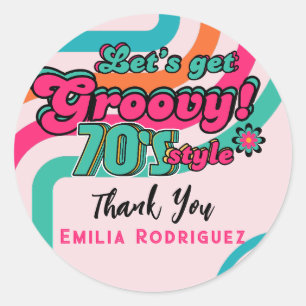 Custom 70's Retro Disco Birthday Boogie Groovy Classic Round Sticker