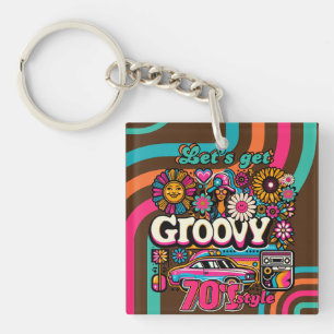 Custom 70's Retro Disco Birthday Boogie Groovy  Key Ring