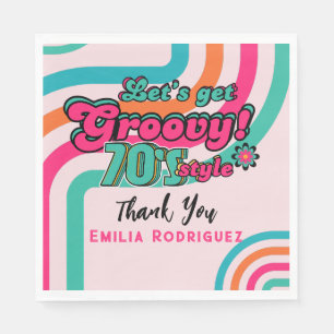 Custom 70's Retro Disco Birthday Boogie Groovy  Napkin