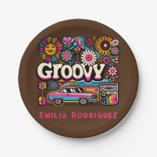 Custom 70's Retro Disco Birthday Boogie Groovy Paper Plate