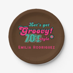 Custom 70's Retro Disco Birthday Boogie Groovy Paper Plate