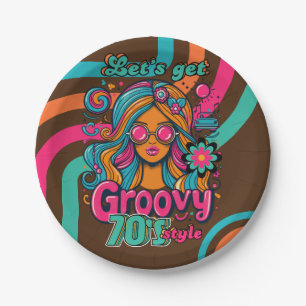 Custom 70's Retro Disco Birthday Boogie Groovy Paper Plate