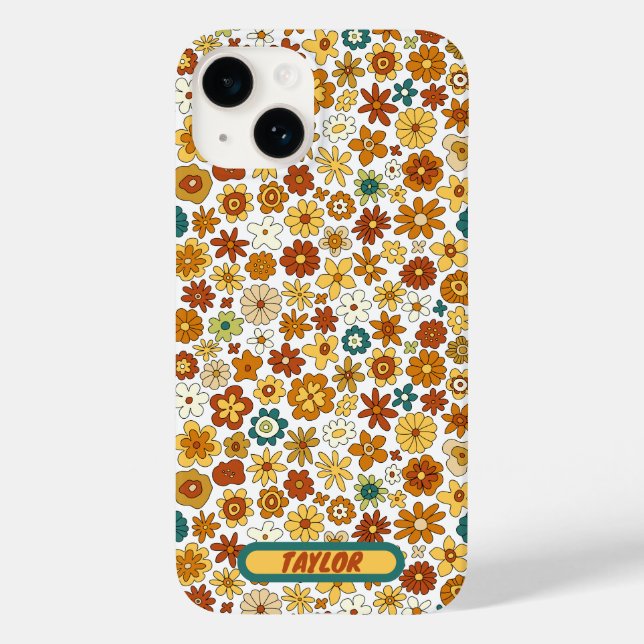 Custom 70s Retro Flower Groovy Pattern,Groovy  Case-Mate iPhone Case (Back)