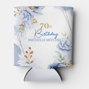 Custom 70th Birthday Blue Gold                   Can Cooler