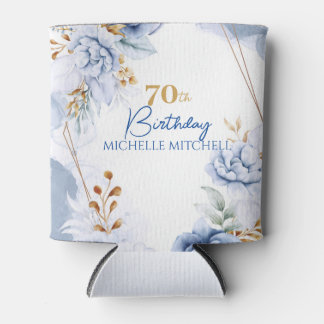 Custom 70th Birthday Blue Gold                   Can Cooler