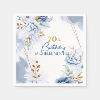 Custom 70th Birthday Blue Gold                   Napkin